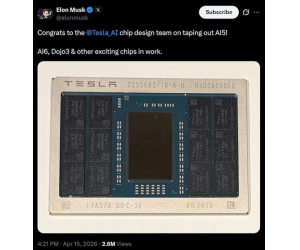 Η Tesla ολοκληρώνει το AI5 Chip Tape-Out, που κατασκευάζεται από την TSMC και τη Samsung